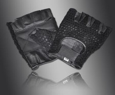 LEATHER GLOVES FITNESS EXERCISE TRAINING CYCLING GYM MESH WEIGHT LIFTING PADDED