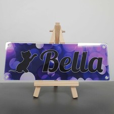 Kitten Personalised Name sign, plaque, PLATE-black writing Tags4Nags, 14 colours