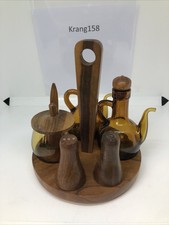 vintage wood and amber glass