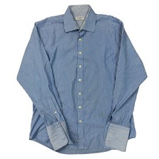 Balmain Paris Dress Shirt Long Sleeve Cufflinks Striped Blue White Mens 16 41