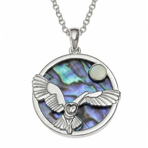 Barn owl moon pendant - owl, necklace