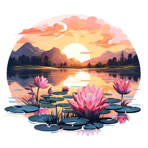 Stickers sunset lake car - stickers,
