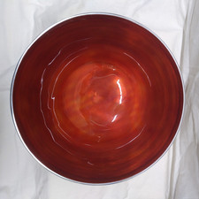 Large Salad Bowl & Servers Orange Red Fair Trade 25cm Recycled Aluminium Enamel