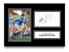 Andy Hinchcliffe Signed A4 Photo Autograph Card Manchester City Gift Display