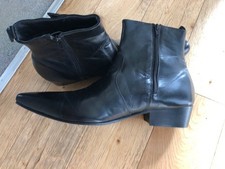 Club Cubano Olivier Mens Real Leather Zip Pointed Winklepicker Ankle Boots Black