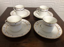 4 Pretty Diamond China Coffee Demitasse Cups Decorated With Card Suits