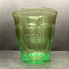 Vintage Duralex Green Toughened Glass Faceted Tumbler Made in France