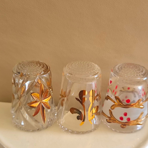 Set glass crystal floral - 3, glass/crystal