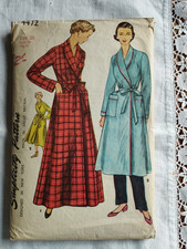 Simplicity 4472 vintage dressing gown robe pattern bust 38"