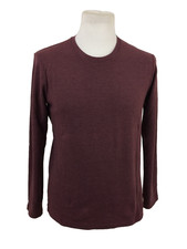 Men's Uniqlo Jumper Size S Maroon Cotton Blend Long Sleeves Mid Used F1
