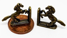 Dolls House Antique Bookends Metal Horse 1:12 Scale Miniature Shelf 384 tumdee