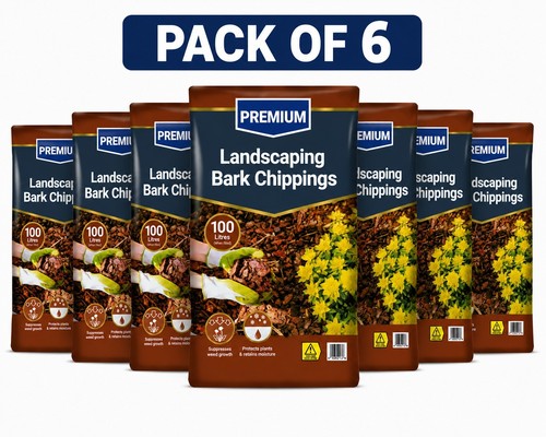 Bark chippings 100l pack 6 - 100l, of
