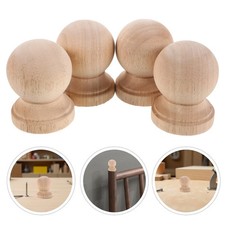 4 Pcs Wood Ball Finial Wooden