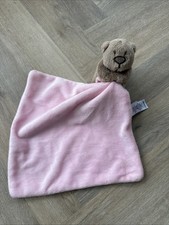 Asda George Teddy Bear Pink Brown Baby Comforter Soother Blankie Blanket