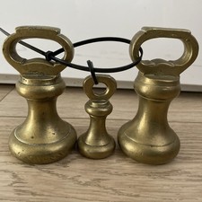 Vintage Antique Set Of 3 Brass Bell Weights Imperial