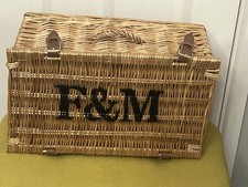 Fortnum & Mason F&M Small Wicker Picnic Hamper Storage Basket 40cm x 26cm x 19cm