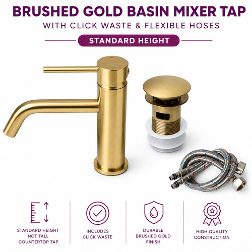 Brushed gold basin mixer - mixer, tap