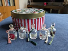 Penhaligon's Fragrance tin with empty miniature bottles, box & 'Solaris' Sample
