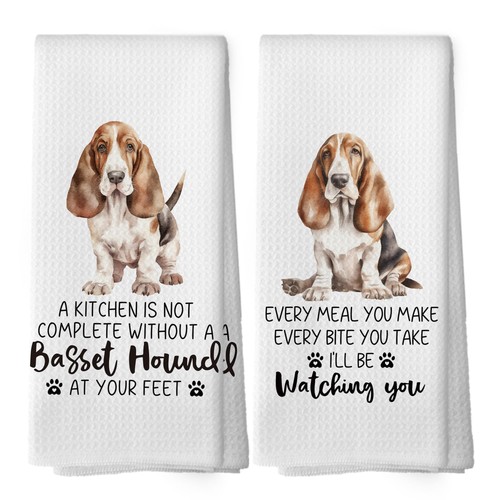 Basset hound kitchen towels - basset,