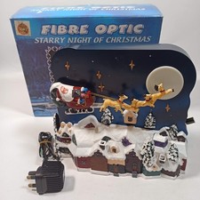 Fibre Optic Santa & Sleigh Animated Christmas Ornament - Starry Night