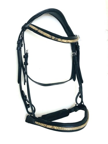Snakeskin leather show bridle - leather,