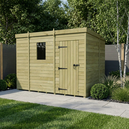 Pent shed single door - x,