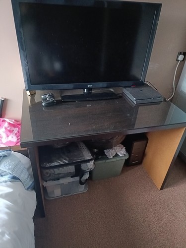 Ikea glass desk black brown - desk,
