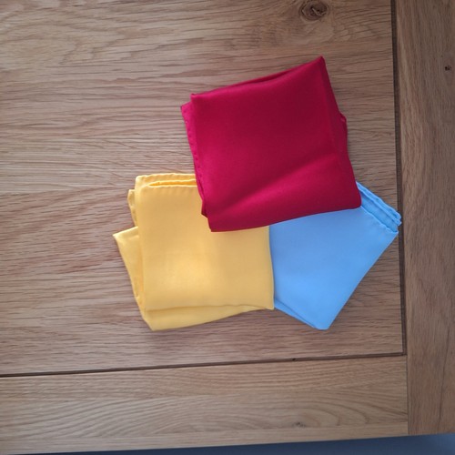 Three silk pocket squares - silk,