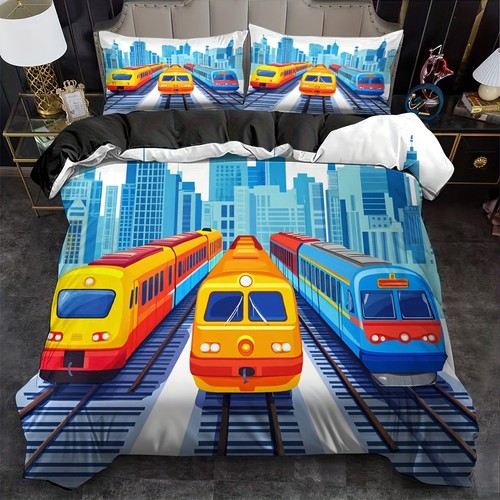Urban train quilt duvet cover - urban,