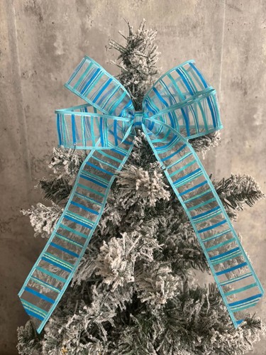 Blue christmas bow tree - christmas,