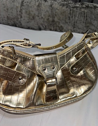 Metallic gold croc embossed - gold, croc-embossed
