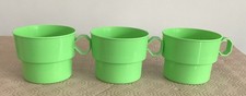 Vintage Or Style Green Plastic Picnic Mugs As Found