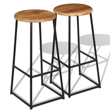 2x Solid Teak Bar Stools