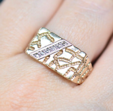 Vintage 9ct Yellow Gold Mens Nugget Diamond Ring