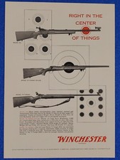 1958 VINTAGE WINCHESTER MODELS 52, 70 & 75 TARGET RIFLES ORIGINAL COLOR PRINT AD