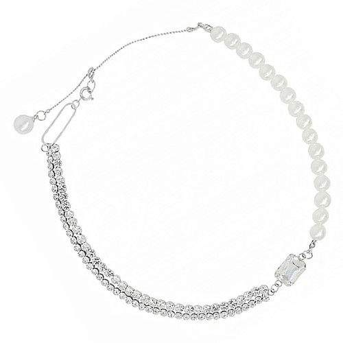 White alloy adjustable choker - alloy,