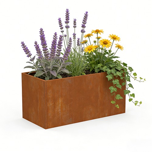 Corten steel planter 36x12x16 - corten,