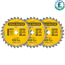 TCT Circular Saw Blade 165mm Pack of 3, 20mm Bore Mitre Saw Circular Saw