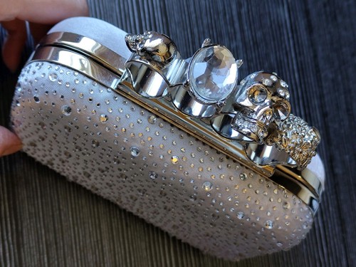 Silver diamante clutch with - clutch,