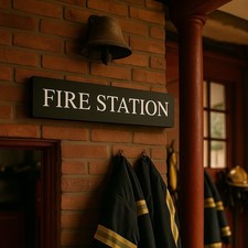 Fire station Sign Wooden Signs Vintage Style Hand painted FIRE STATION