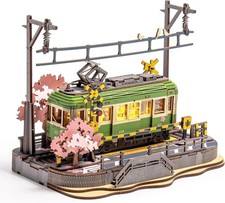 Rolife Sakura Journey Tram Car 3D Wooden Puzzle Model Toys Teens Christmas Gift