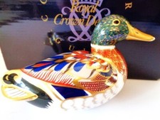 ROYAL CROWN DERBY MALLARD DUCK  GOLD STOPPER PAPERWEIGHT " boxed and free post"