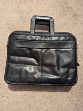 Vintage Dell Black Leather  Laptop Bag 12"  Business Briefcase Shoulder Satchel 