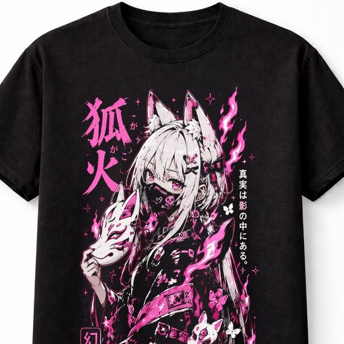 Anime kitsune fox girl - anime, oni
