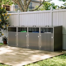 Large 4 3 2 Wheelie Bin Storage Metal Store Cover Garden Rubbish Dustbin Shed UK