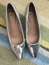 M&S Silver  Leather Wide Fit