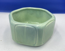 Bowl Hexagonal Hyacinth or Planter Green Vintage Ceramic 50s 58B England Marks