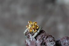 Sunset Sapphire & White Zircon Sterling Silver Ring