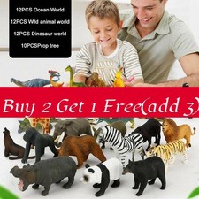 12pcs Kids Toys Small Plastic Figures Complete Sea Zoo Animal Safari Set For