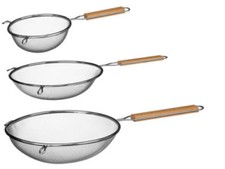 BRAND NEW STAINLESS STEEL WIRE MESH SIEVE WITH WOODEN HANDLE KITCHEN STRAINER